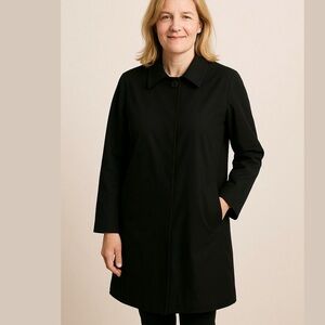 Harve Benard Black long lined Fall Classic Trench Coat Sz L